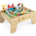 56 Piece Wooden Train Set Table for Kids with Toy Storage Drawer with fun features for everyday play