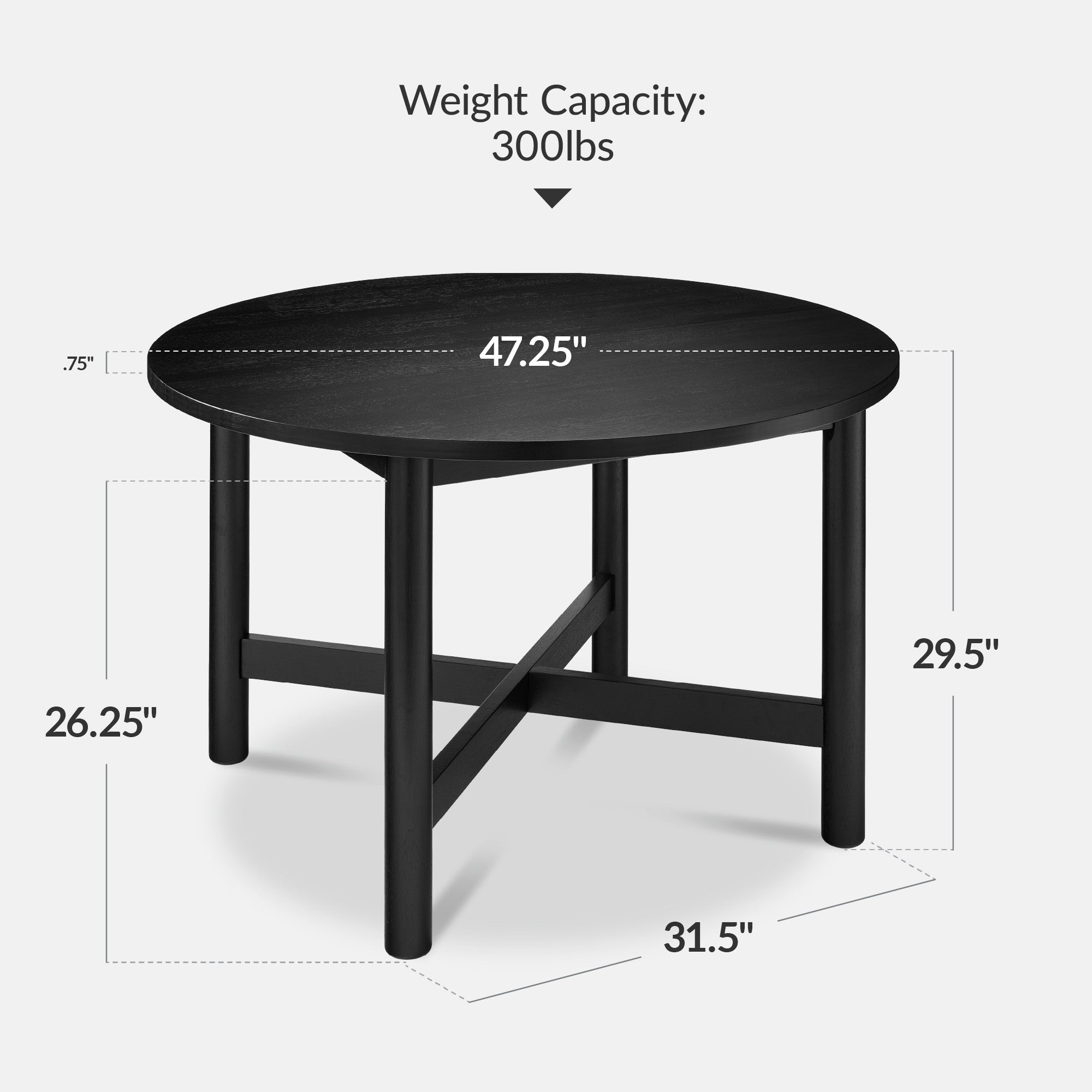 47in Round Solid Wood Dining Table Modern Farmhouse Table For 4 with practical style for home spaces