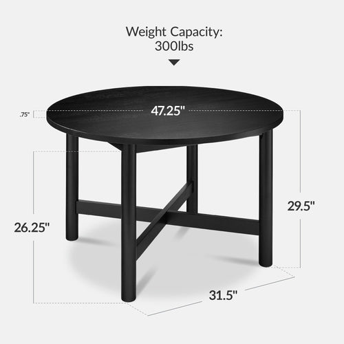 47in Round Solid Wood Dining Table Modern Farmhouse Table For 4 with practical style for home spaces
