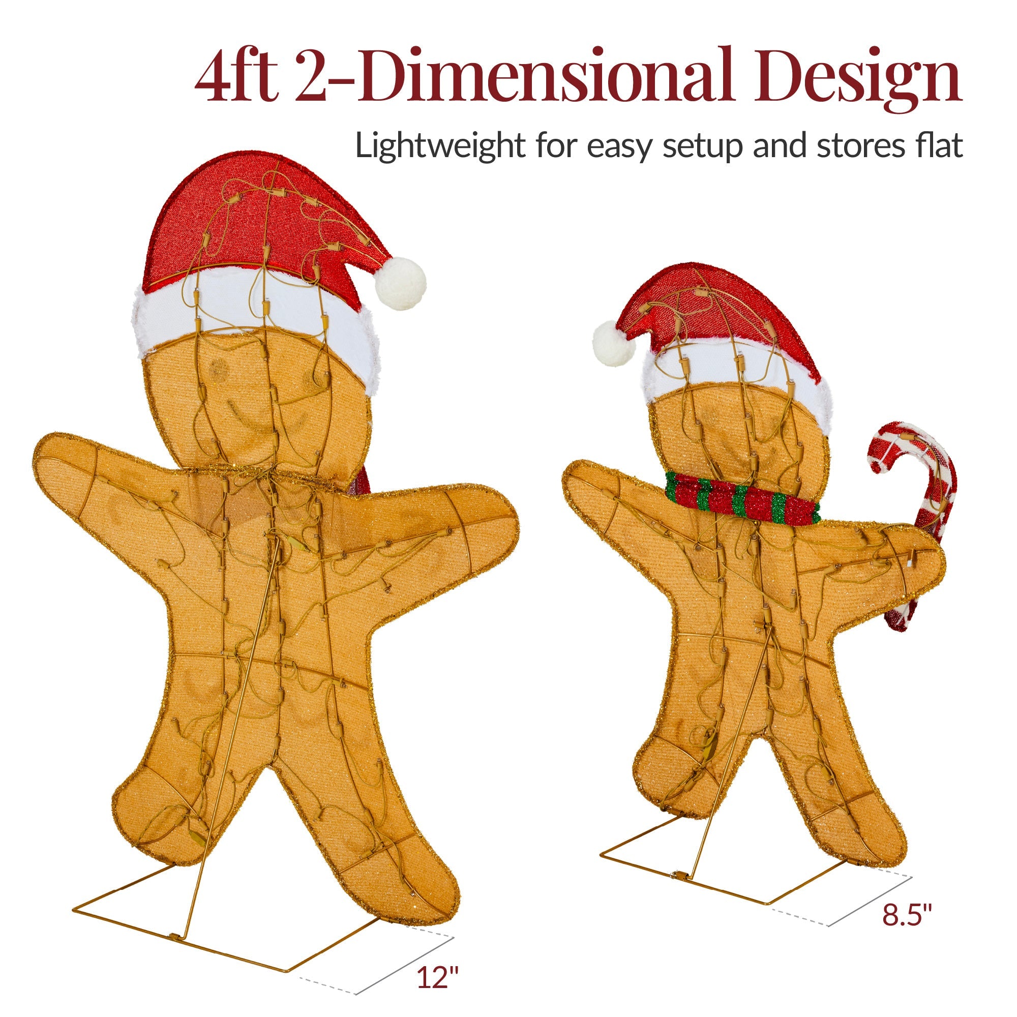 4pc Gingerbread Man Family 4ft Pre-lit Christmas Yard Decor with eye-catching holiday style