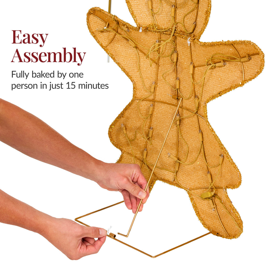 4pc Gingerbread Man Family 4ft Pre-lit Christmas Yard Decor with eye-catching holiday style