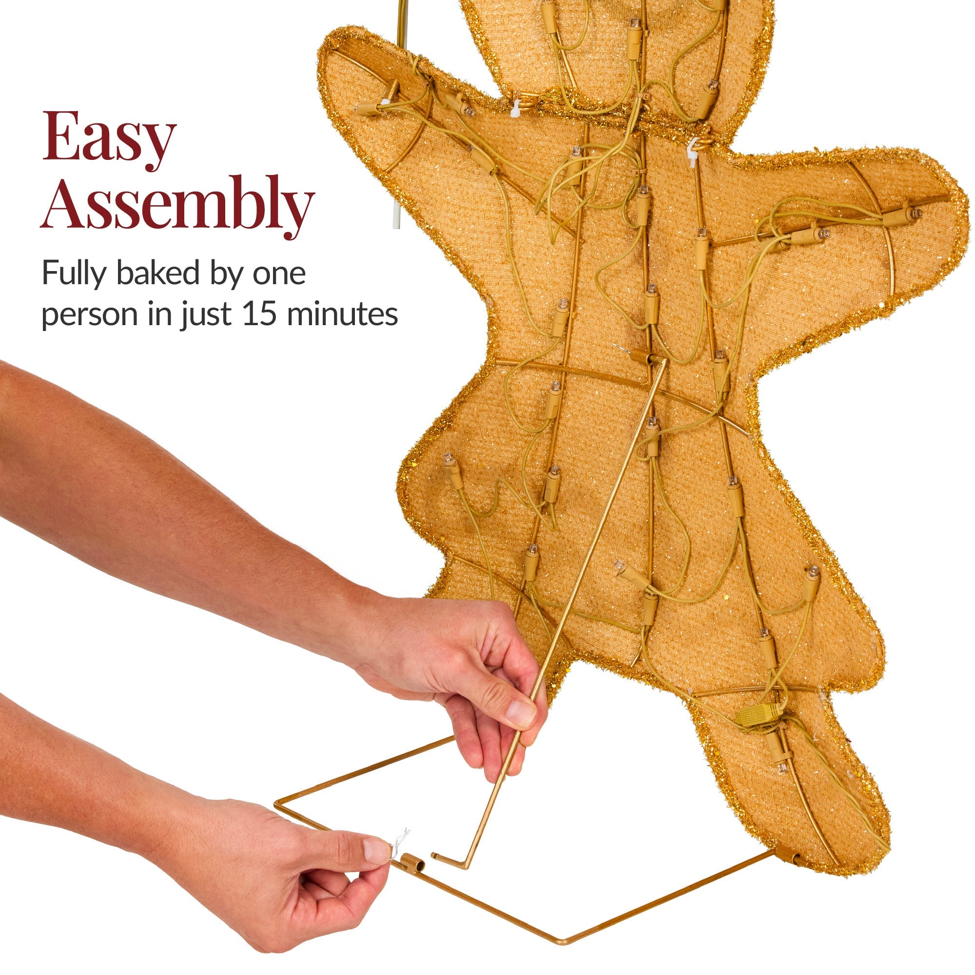4pc Gingerbread Man Family 4ft Pre-lit Christmas Yard Decor with eye-catching holiday style
