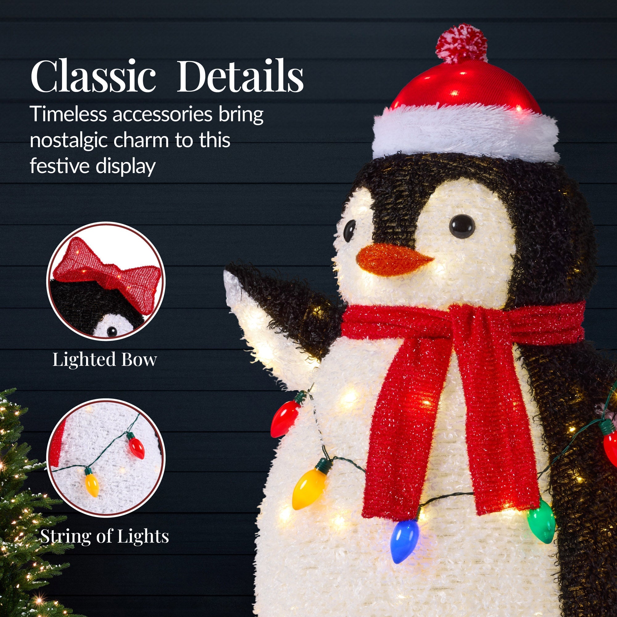 4pc Lighted Pop-Up Penguin Family Christmas Decoration with 300 Lights - 3ft for indoor and outdoor holiday displays