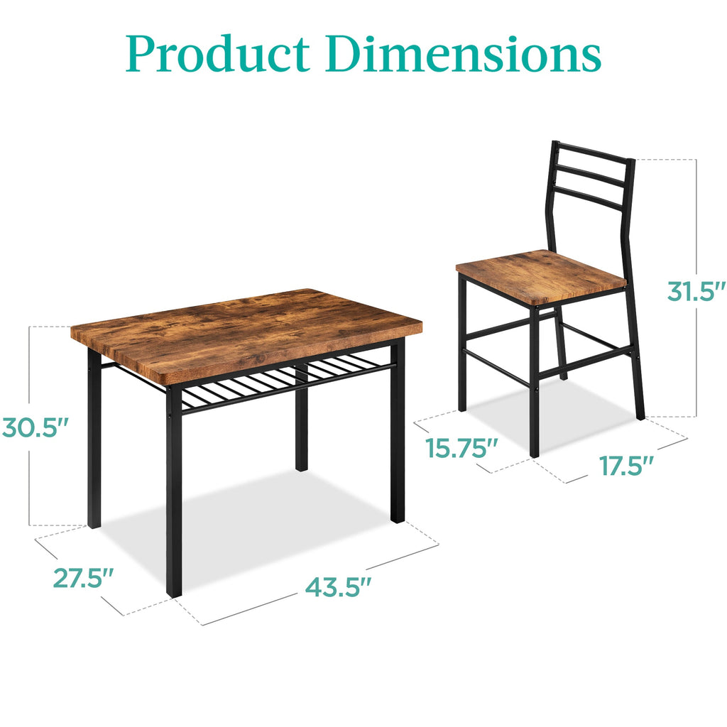 5-Piece Modern Dining Set Kitchen Table with 4 Matching Chairs and Storage Rack with practical style for home spaces