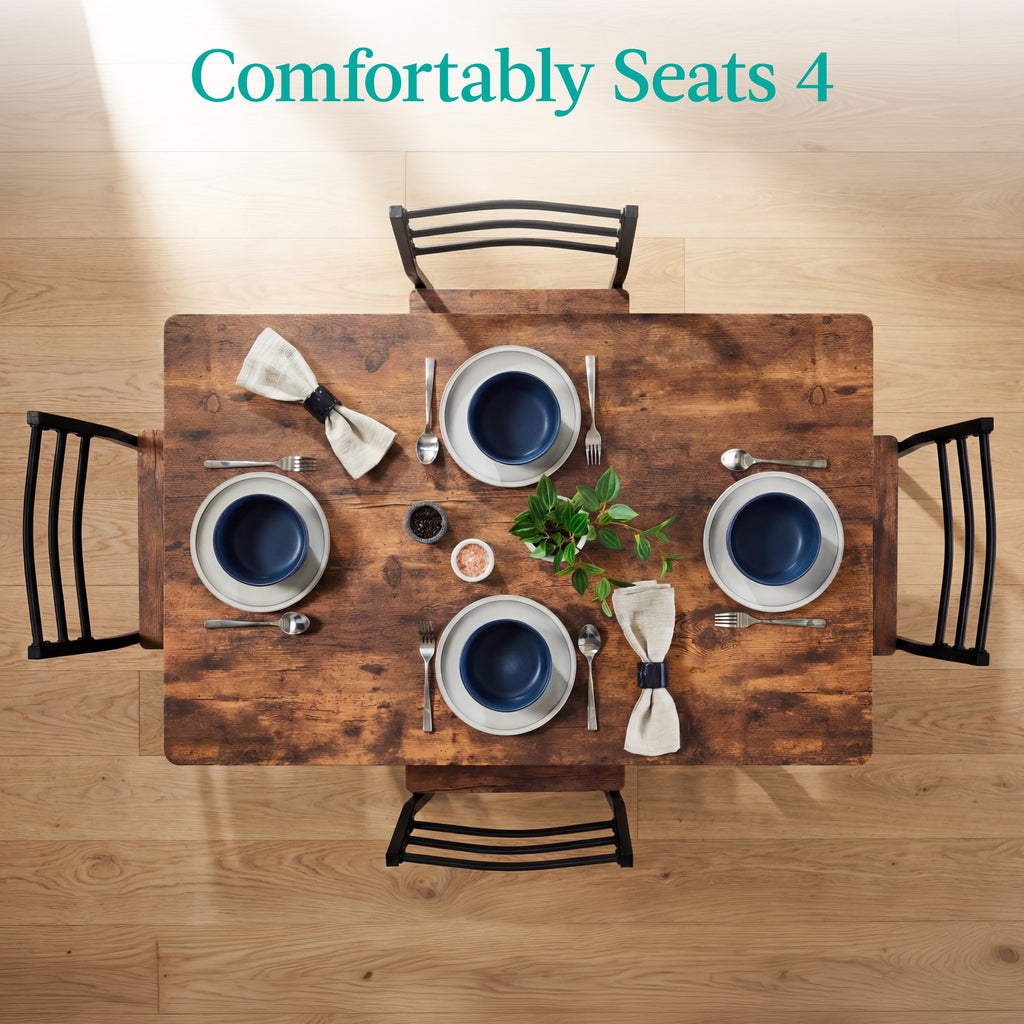 5-Piece Modern Dining Set Kitchen Table with 4 Matching Chairs and Storage Rack with practical style for home spaces