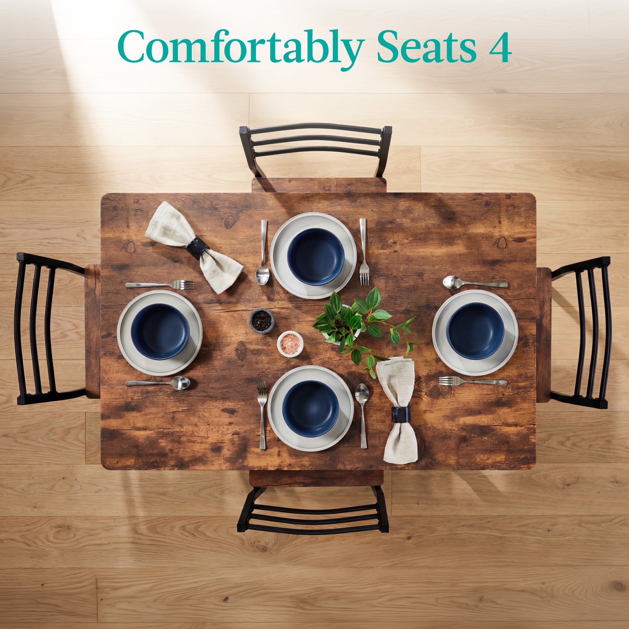 5-Piece Modern Dining Set Kitchen Table with 4 Matching Chairs and Storage Rack with practical style for home spaces