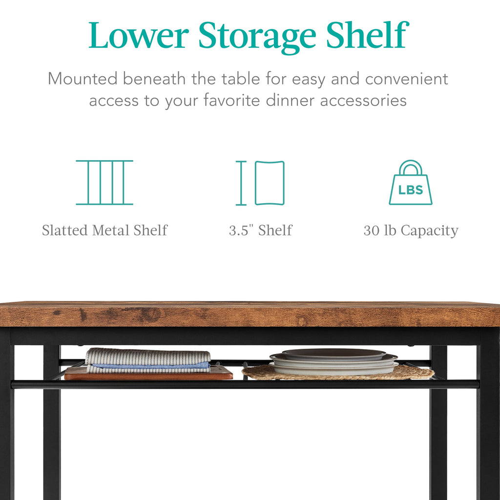5-Piece Modern Dining Set Kitchen Table with 4 Matching Chairs and Storage Rack with practical style for home spaces