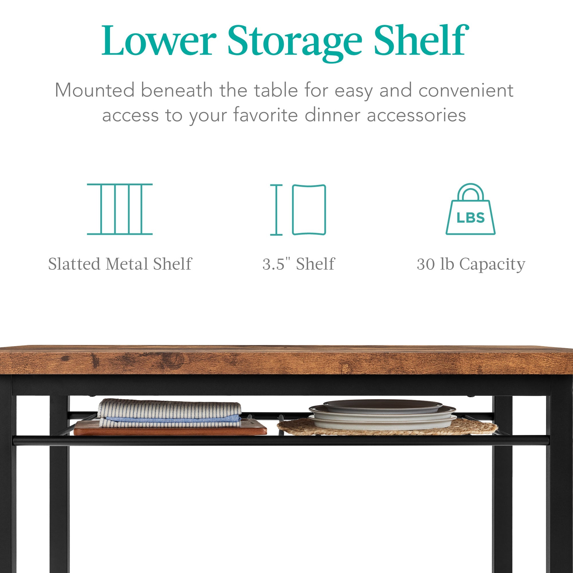 5-Piece Modern Dining Set Kitchen Table with 4 Matching Chairs and Storage Rack with practical style for home spaces