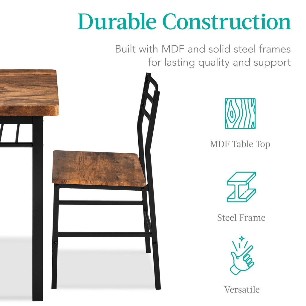 5-Piece Modern Dining Set Kitchen Table with 4 Matching Chairs and Storage Rack with practical style for home spaces