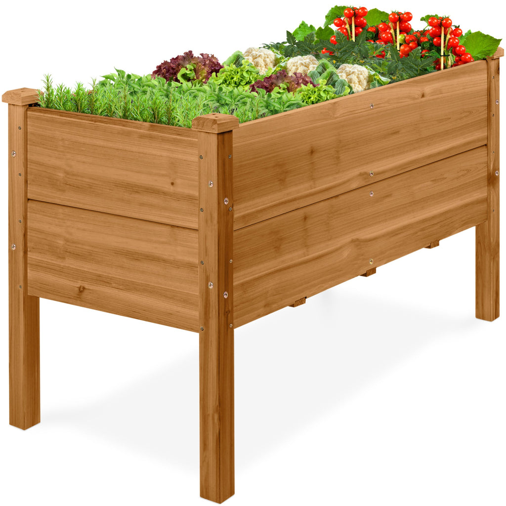 48\" x 24\" x 30\" Raised Wooden Garden Bed with 16\" Depth Elevated Wood Planter with practical outdoor-ready details
