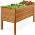 48\" x 24\" x 30\" Raised Wooden Garden Bed with 16\" Depth Elevated Wood Planter with practical outdoor-ready details