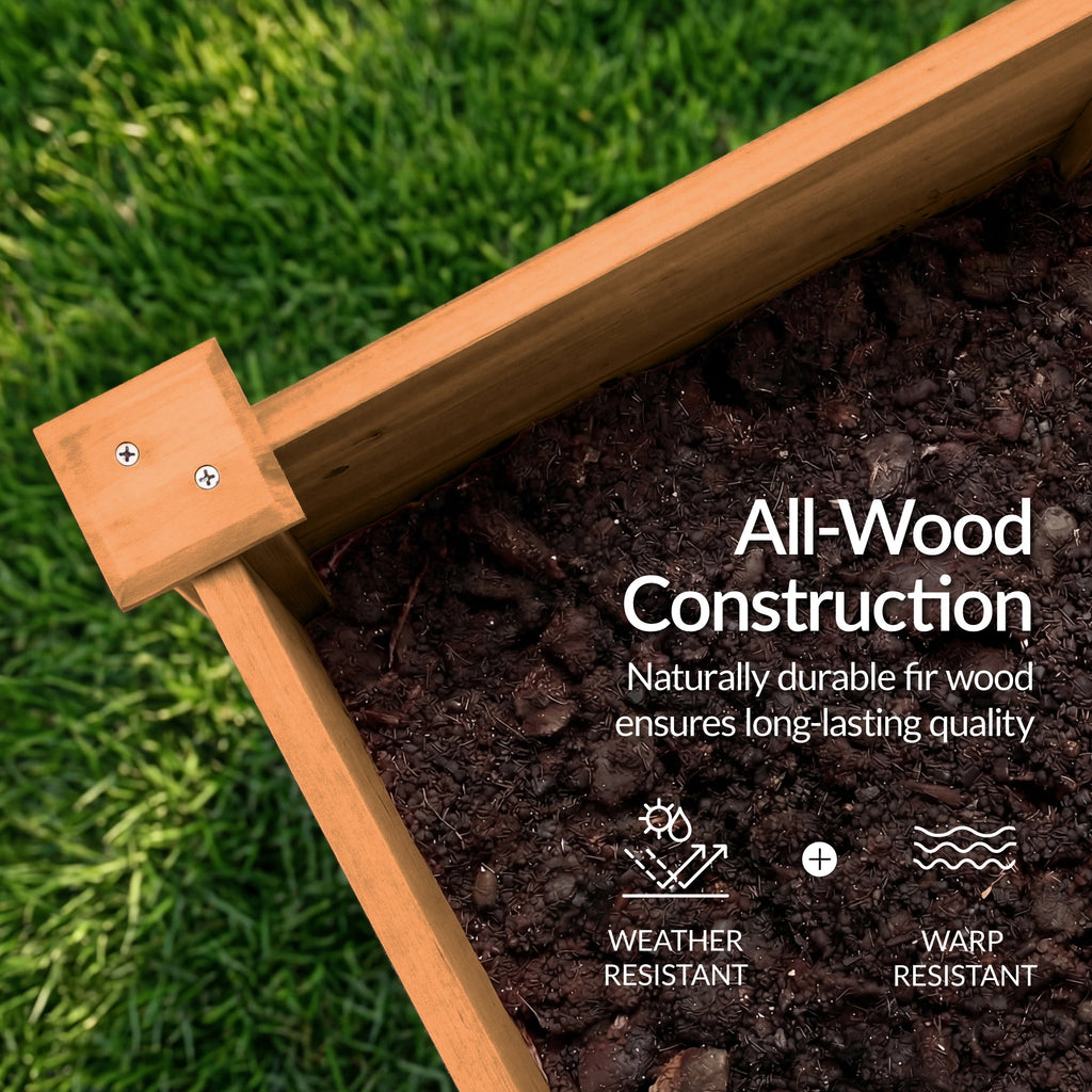 48\" x 24\" x 30\" Raised Wooden Garden Bed with 16\" Depth Elevated Wood Planter with practical outdoor-ready details