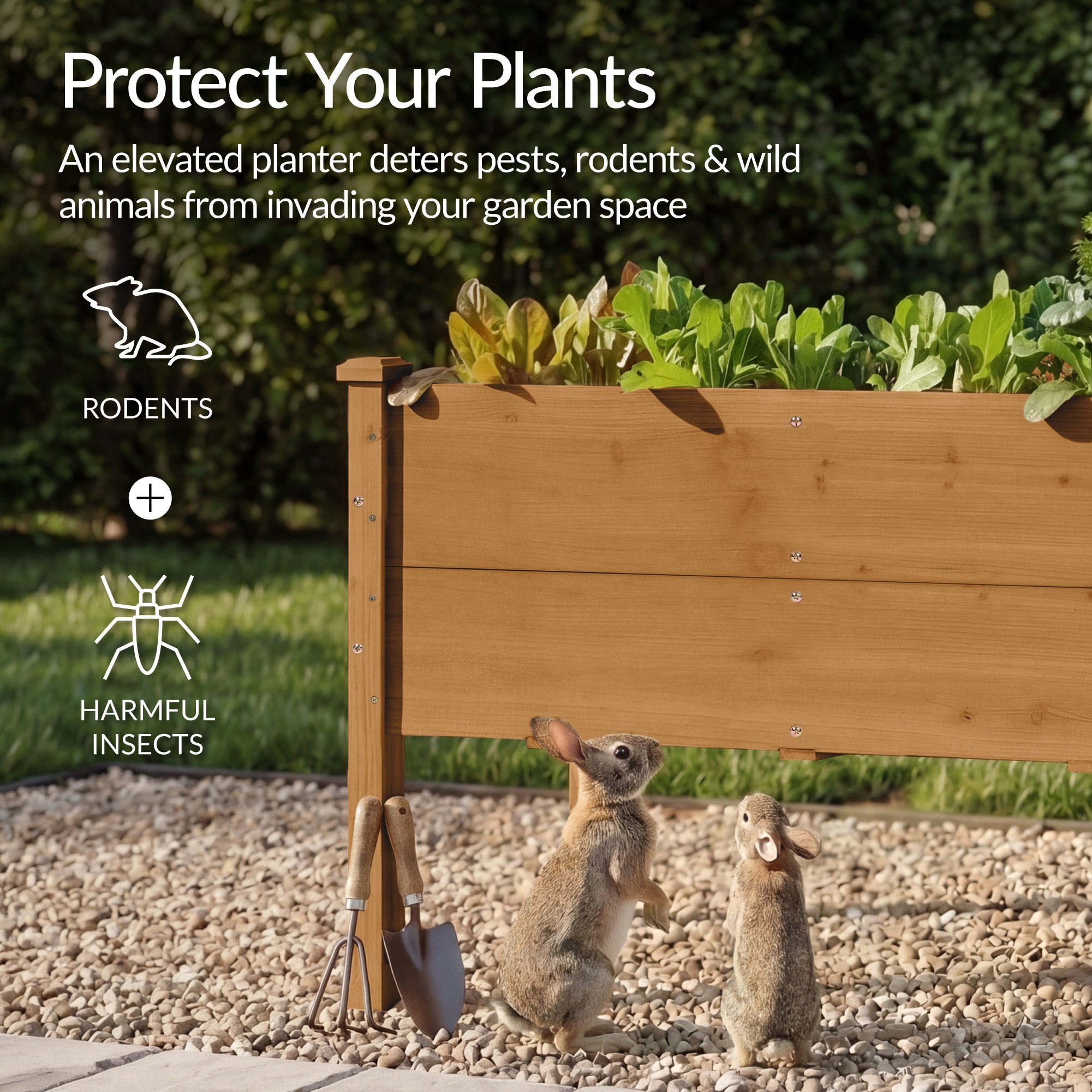 48\" x 24\" x 30\" Raised Wooden Garden Bed with 16\" Depth Elevated Wood Planter with practical outdoor-ready details
