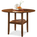 42\" Round Drop Leaf Dining Table For 4 Solid Wood Table with Storage Shelf designed for everyday comfort and storage
