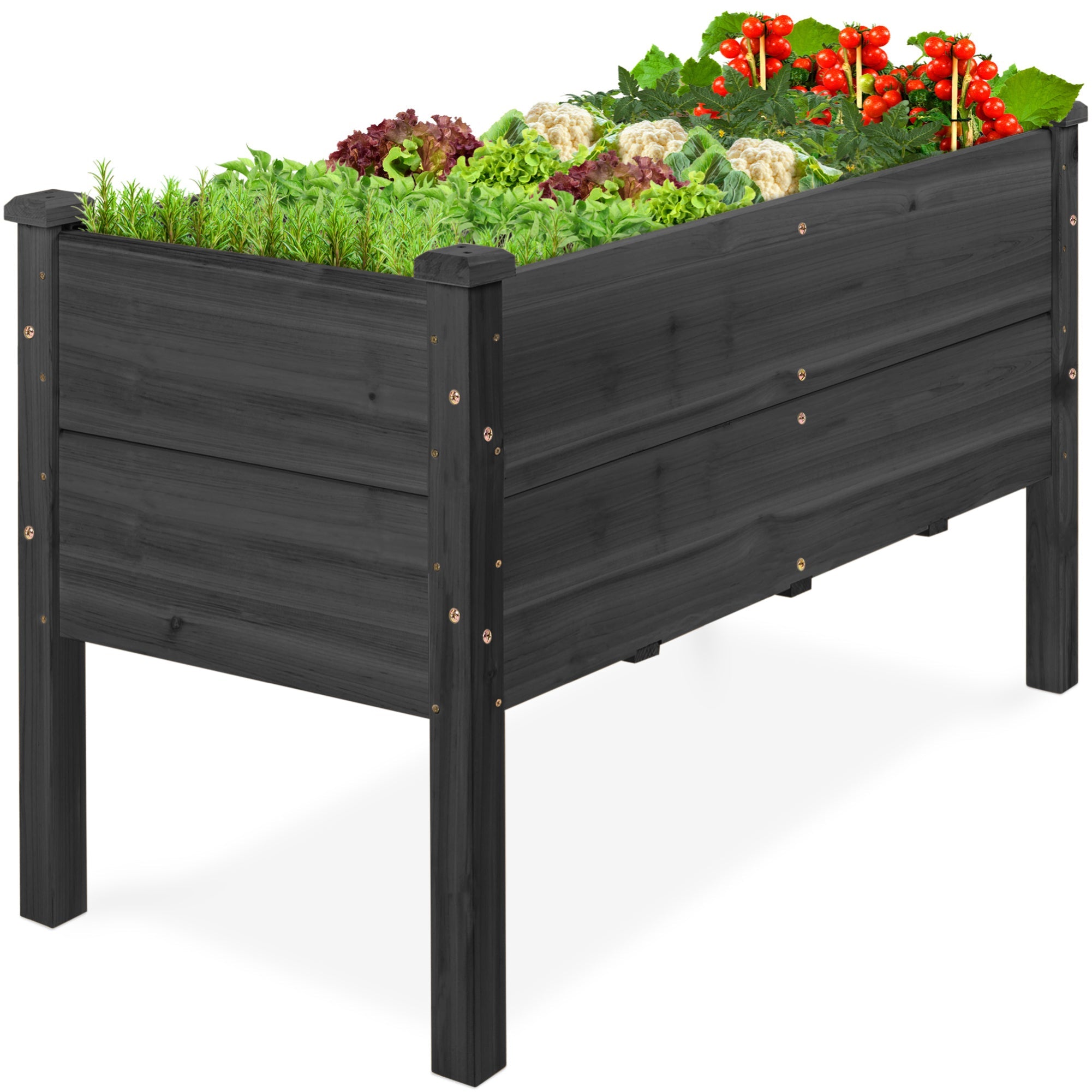 48\" x 24\" x 30\" Raised Wooden Garden Bed with 16\" Depth Elevated Wood Planter with practical outdoor-ready details