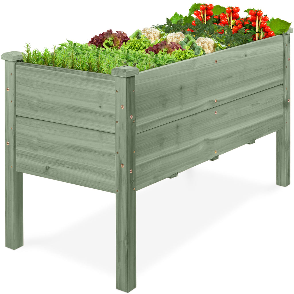 48\" x 24\" x 30\" Raised Wooden Garden Bed with 16\" Depth Elevated Wood Planter with practical outdoor-ready details
