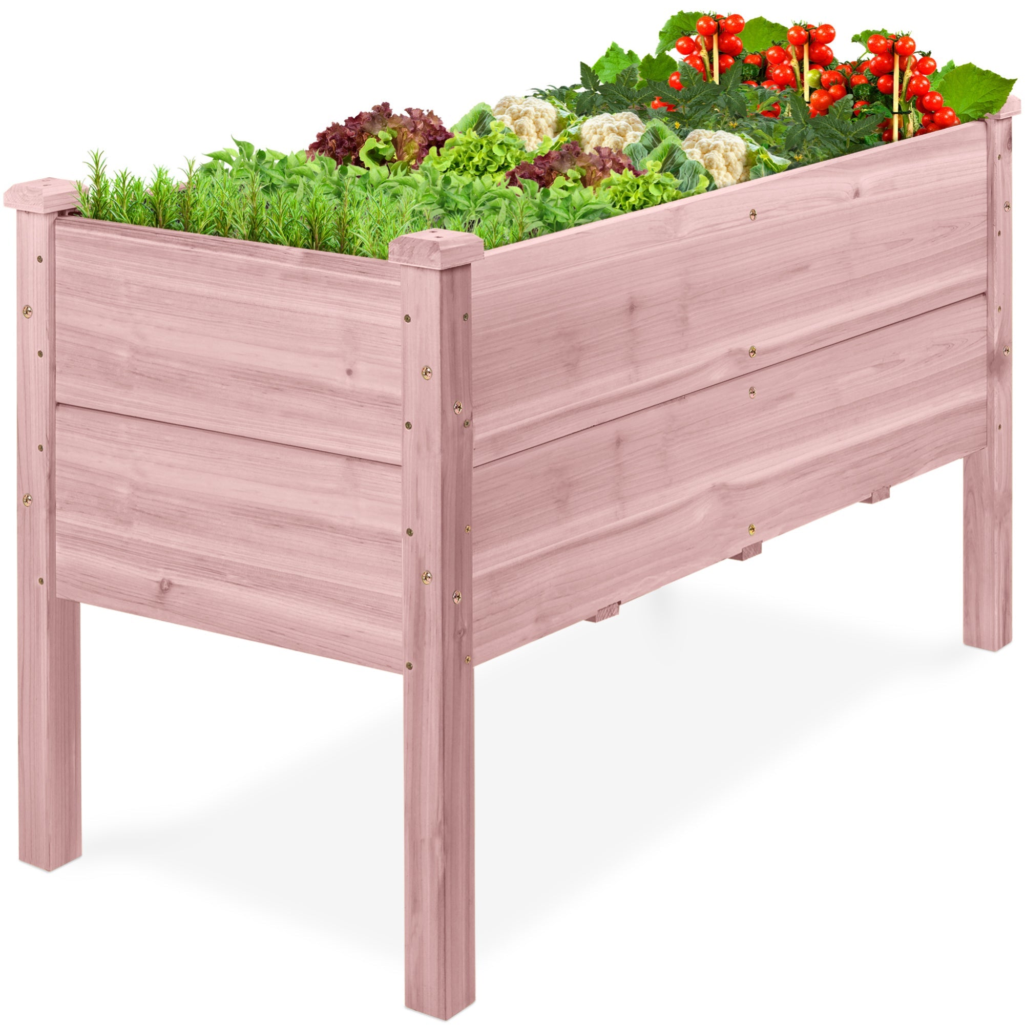 48\" x 24\" x 30\" Raised Wooden Garden Bed with 16\" Depth Elevated Wood Planter with practical outdoor-ready details