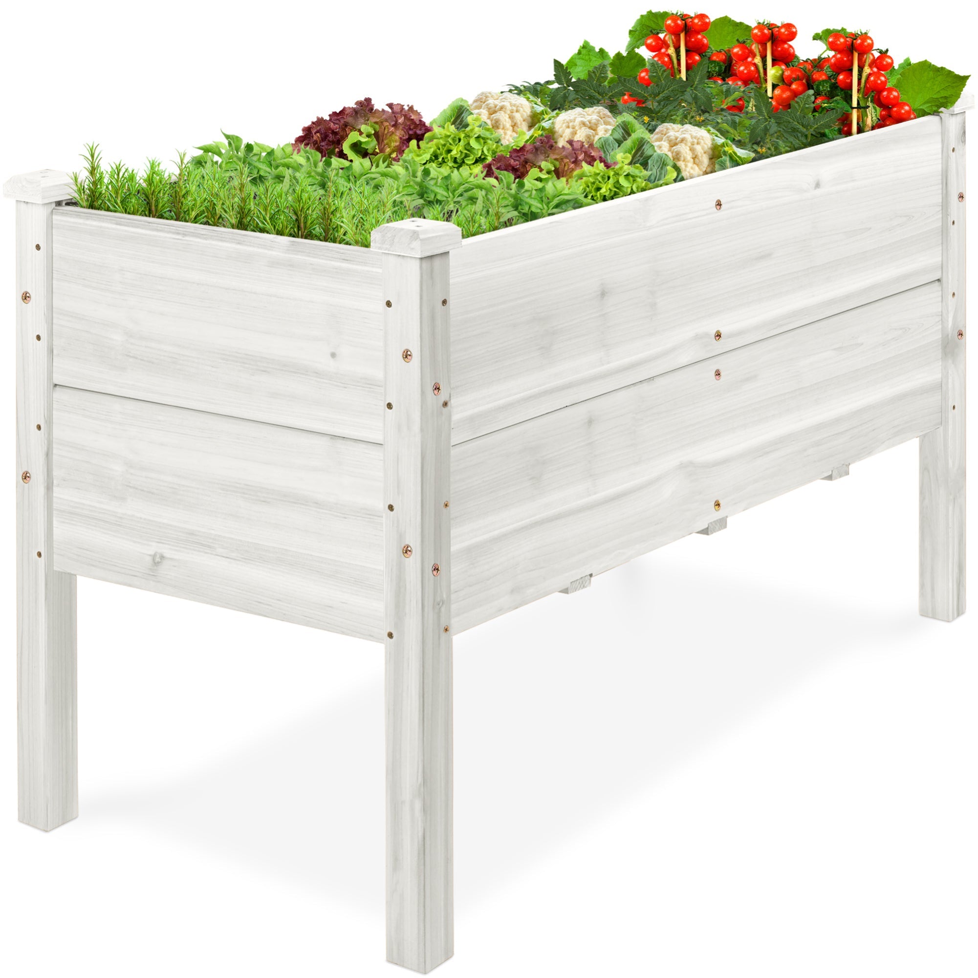 48\" x 24\" x 30\" Raised Wooden Garden Bed with 16\" Depth Elevated Wood Planter with practical outdoor-ready details
