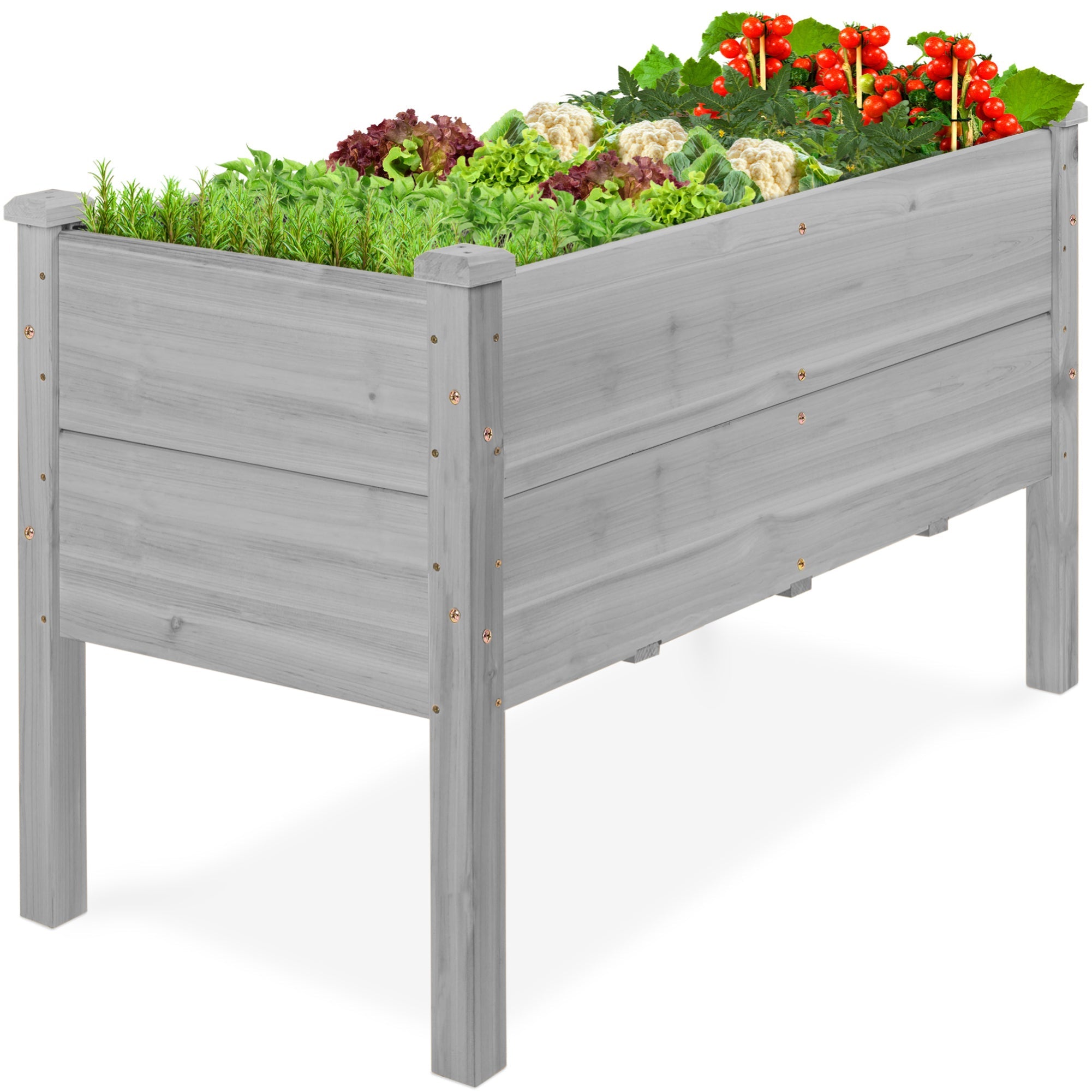 48\" x 24\" x 30\" Raised Wooden Garden Bed with 16\" Depth Elevated Wood Planter with practical outdoor-ready details