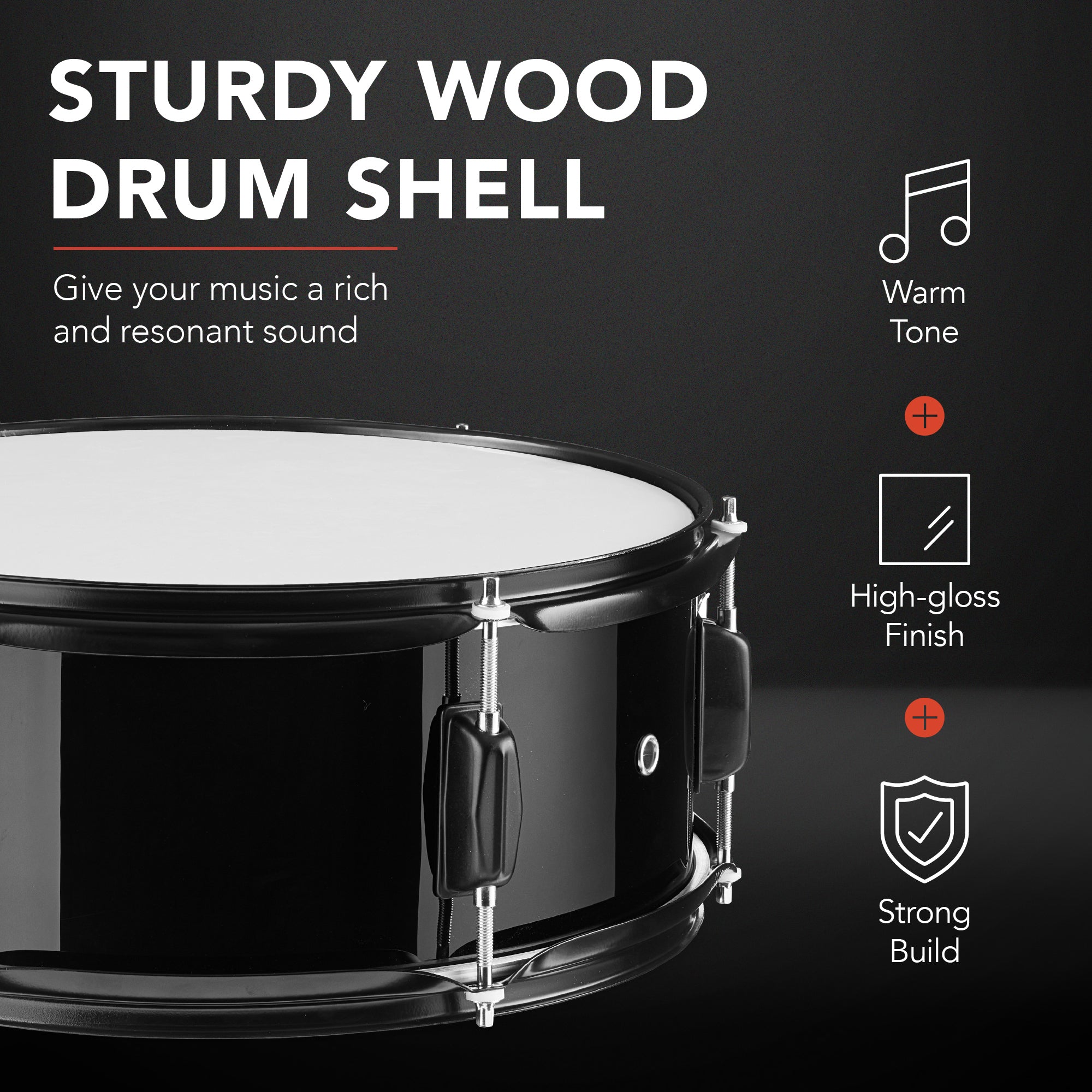 5-Piece Full Size Drum Set For Adults for kids' music practice and creative learning