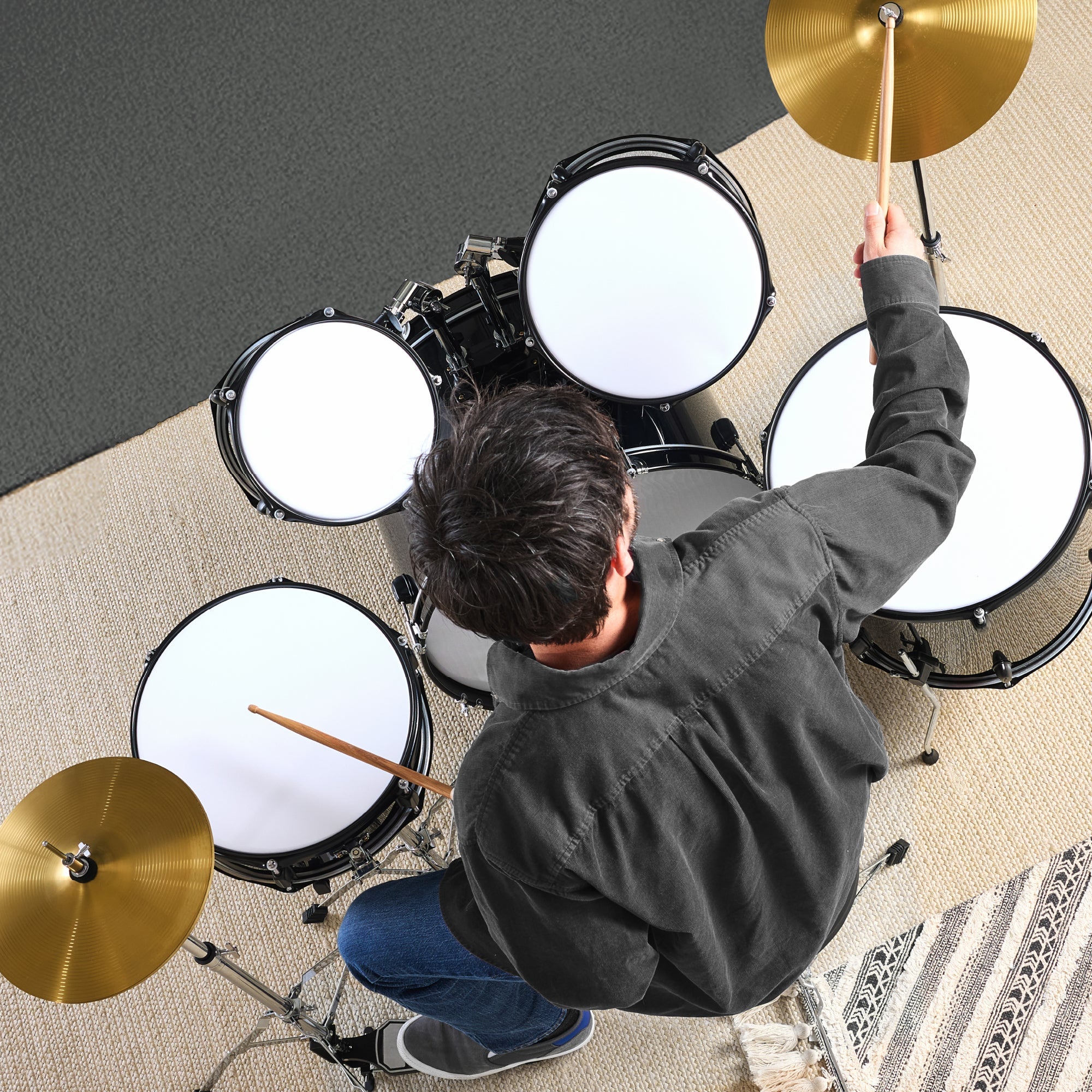 5-Piece Full Size Drum Set For Adults for kids' music practice and creative learning
