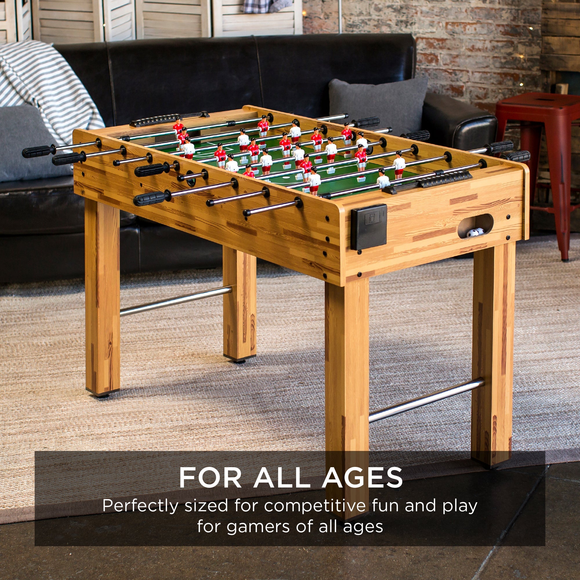48in Foosball Table for Kids and Adults with 2 Balls for active play and family fun