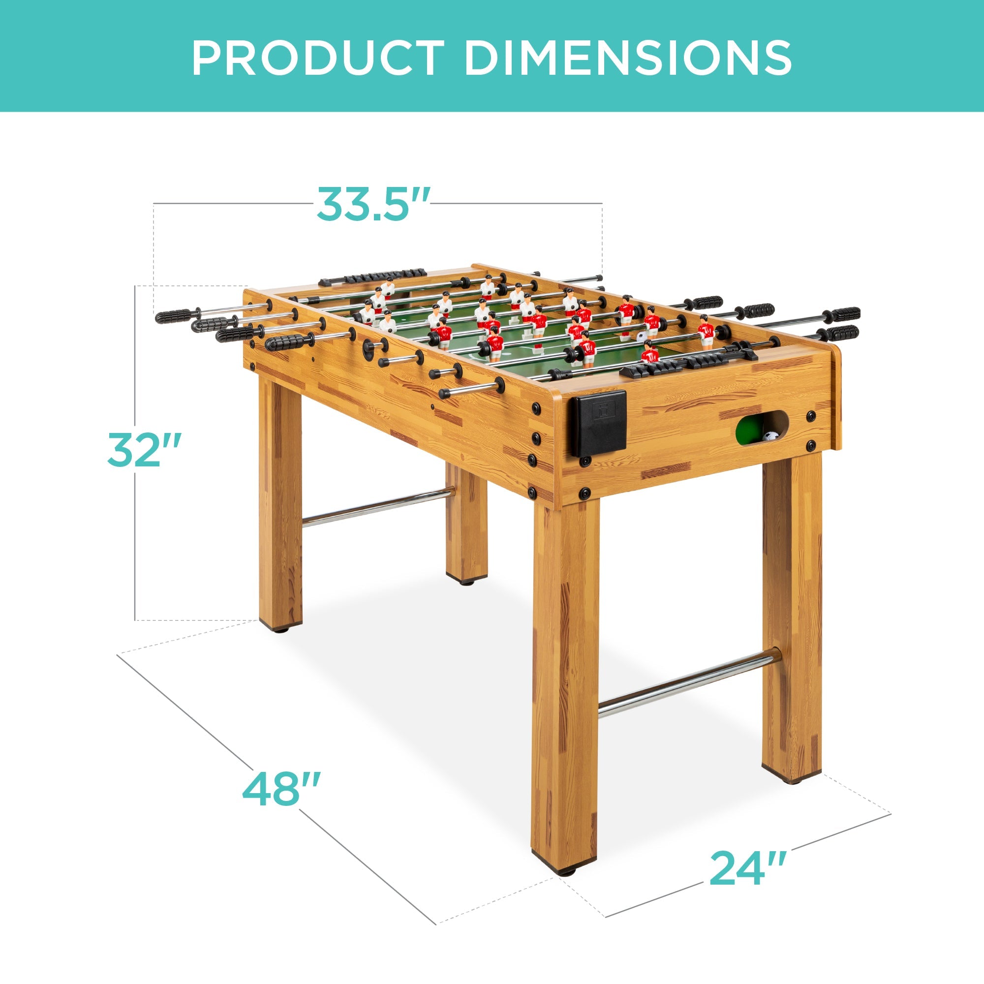 48in Foosball Table for Kids and Adults with 2 Balls for active play and family fun