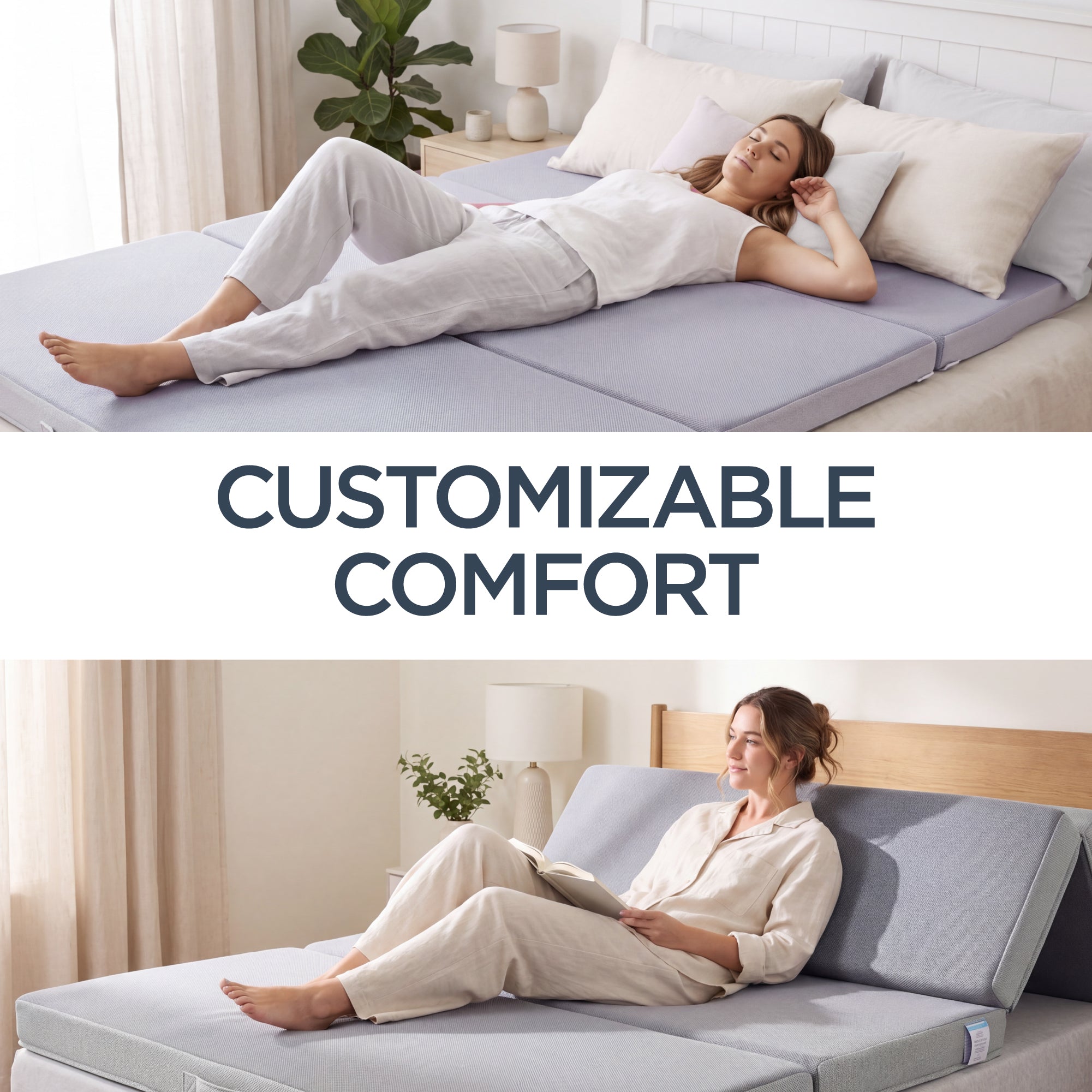 4in Portable Mattress Topper Tri-Fold Mattress Pad - Gray designed for everyday comfort and storage