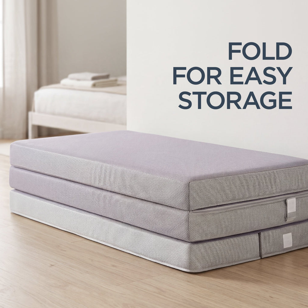 4in Portable Mattress Topper Tri-Fold Mattress Pad - Gray designed for everyday comfort and storage