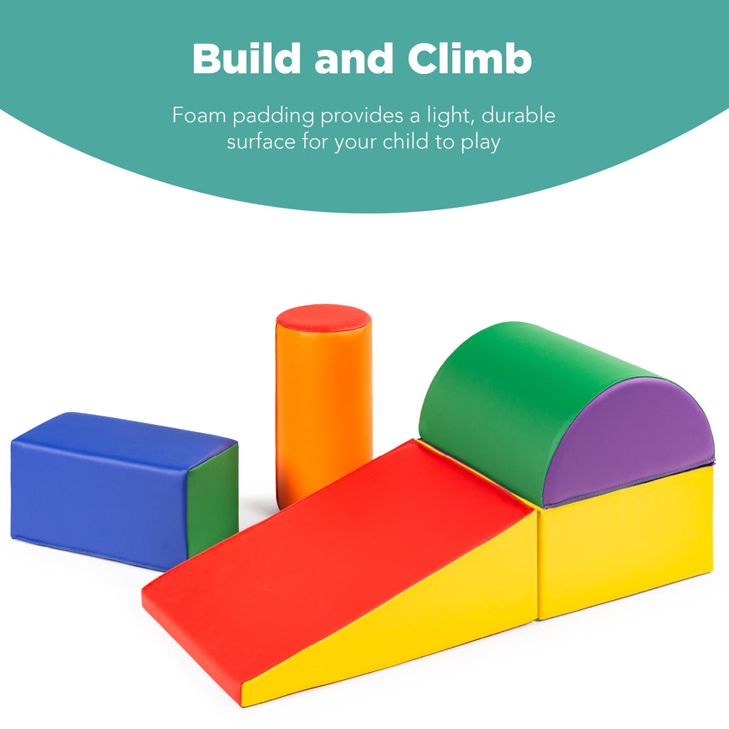 5-Piece Kids Climb and Crawl Soft Foam Shapes Structure Playset designed for kids' playtime and gifts