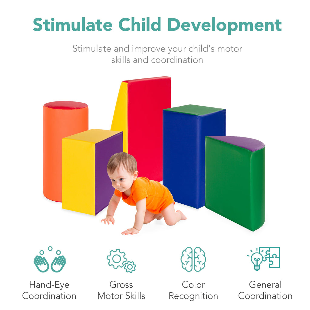 5-Piece Kids Climb and Crawl Soft Foam Shapes Structure Playset designed for kids' playtime and gifts