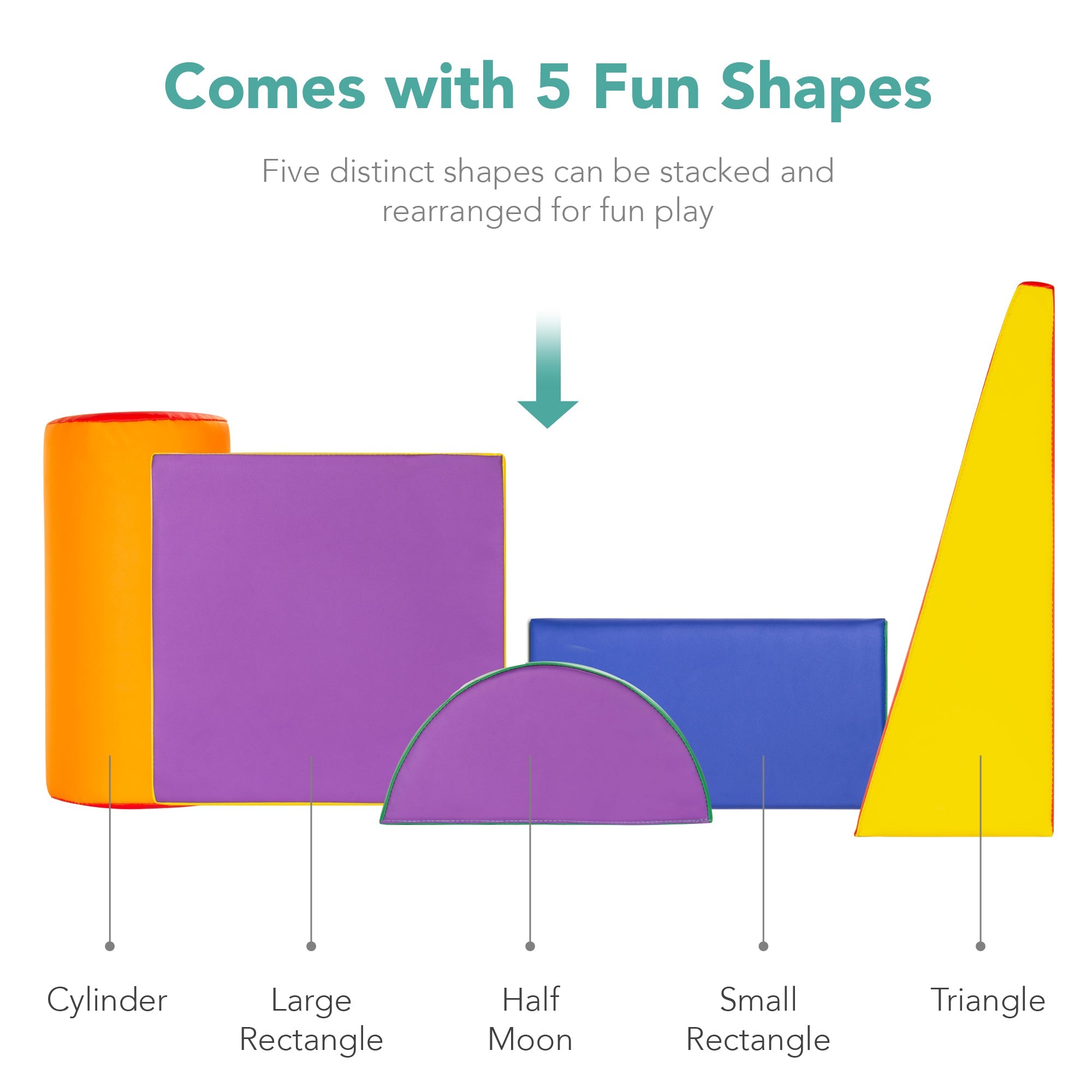 5-Piece Kids Climb and Crawl Soft Foam Shapes Structure Playset designed for kids' playtime and gifts