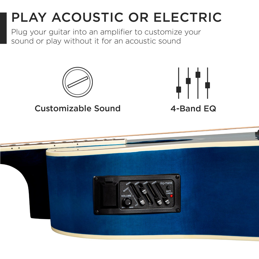 41in Beginner Acoustic Electric Cutaway Guitar Set with Case Strap for kids' music practice and creative learning
