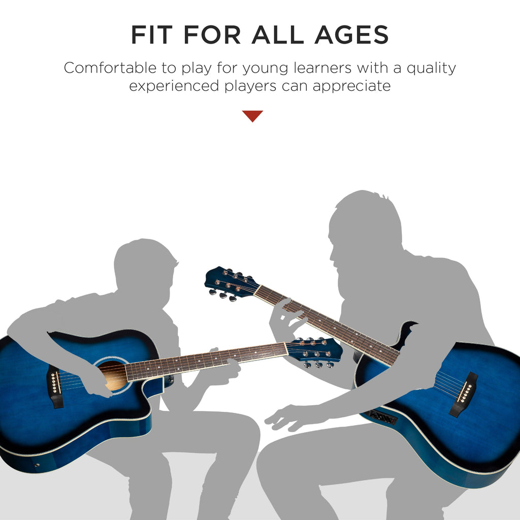41in Beginner Acoustic Electric Cutaway Guitar Set with Case Strap for kids' music practice and creative learning
