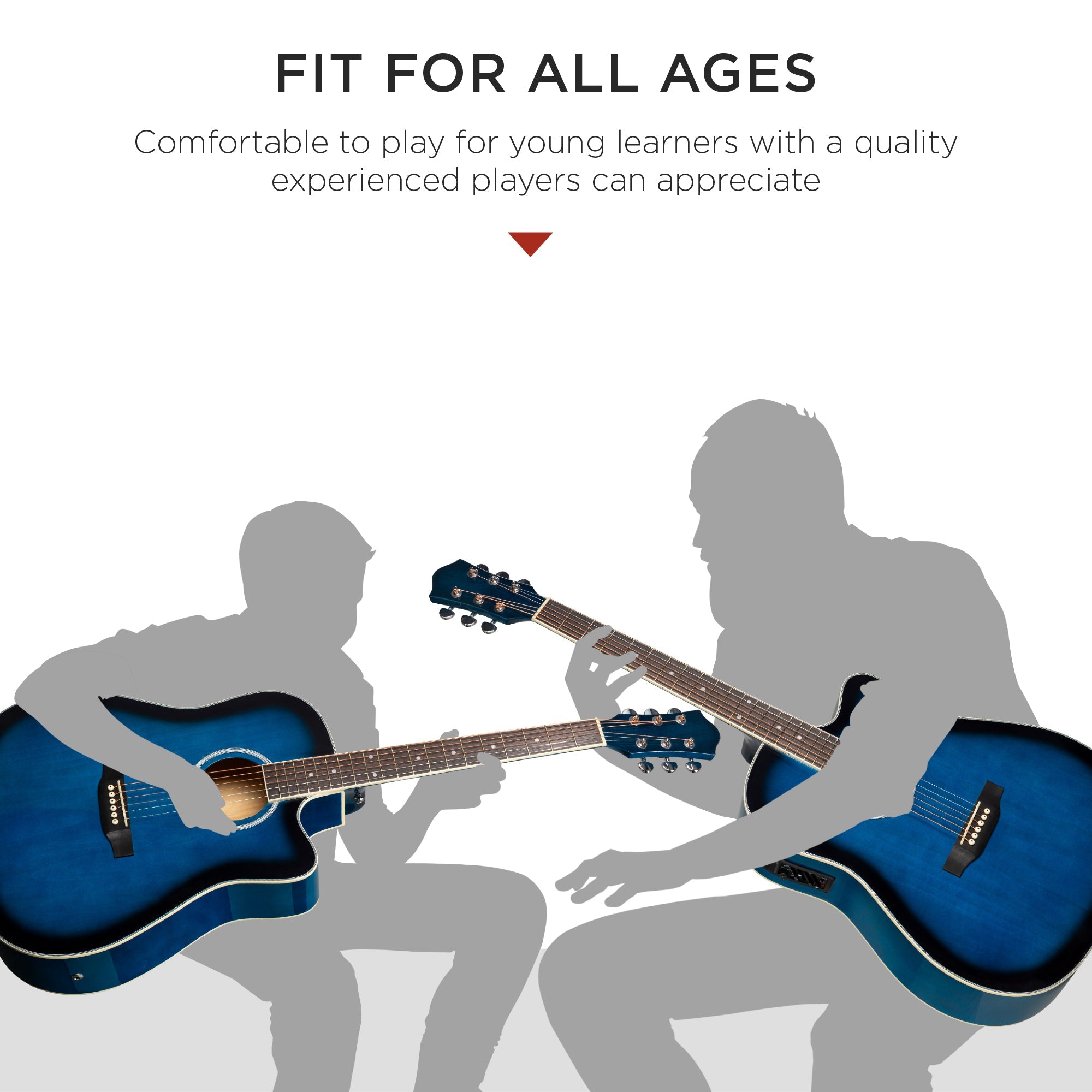 41in Beginner Acoustic Electric Cutaway Guitar Set with Case Strap for kids' music practice and creative learning