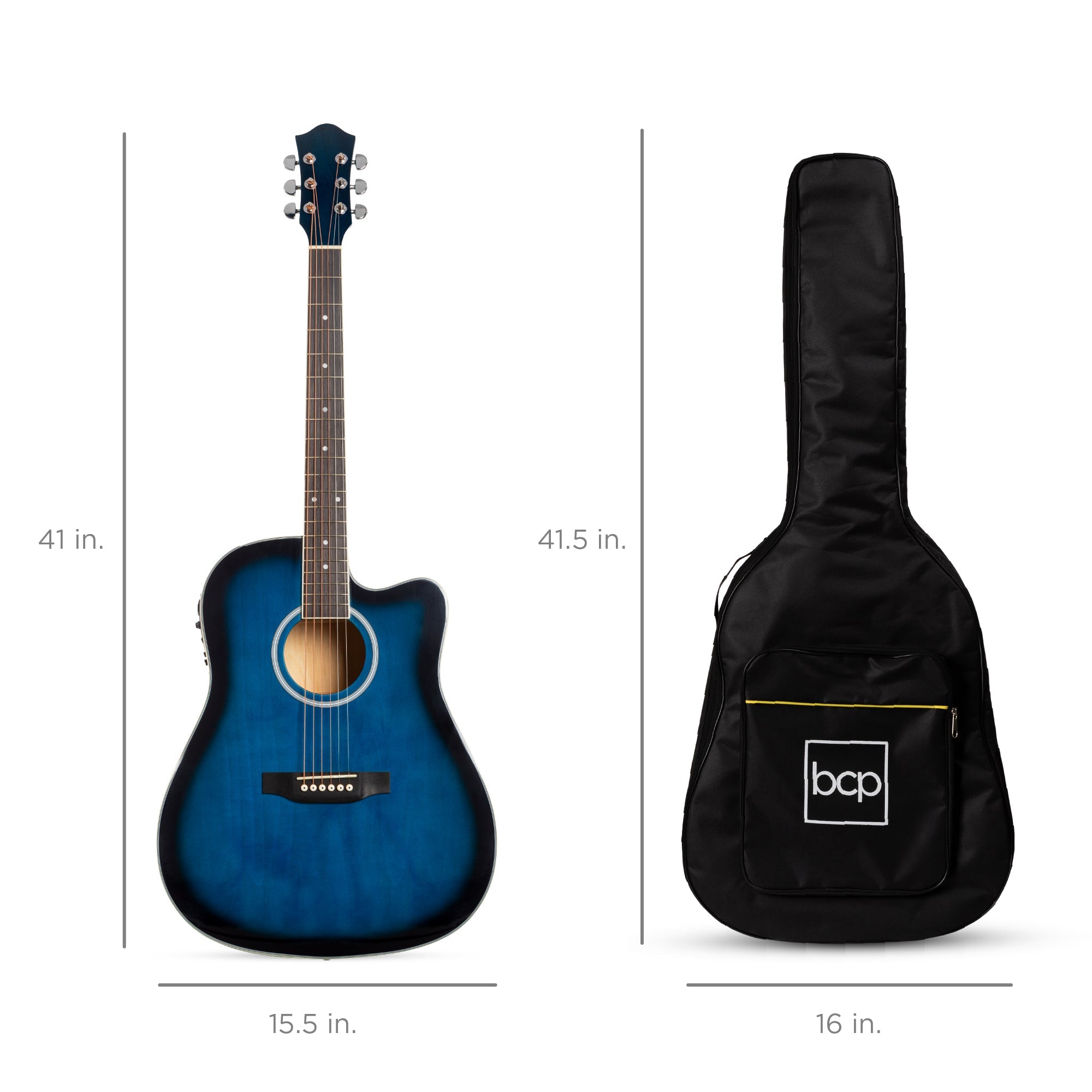 41in Beginner Acoustic Electric Cutaway Guitar Set with Case Strap for kids' music practice and creative learning