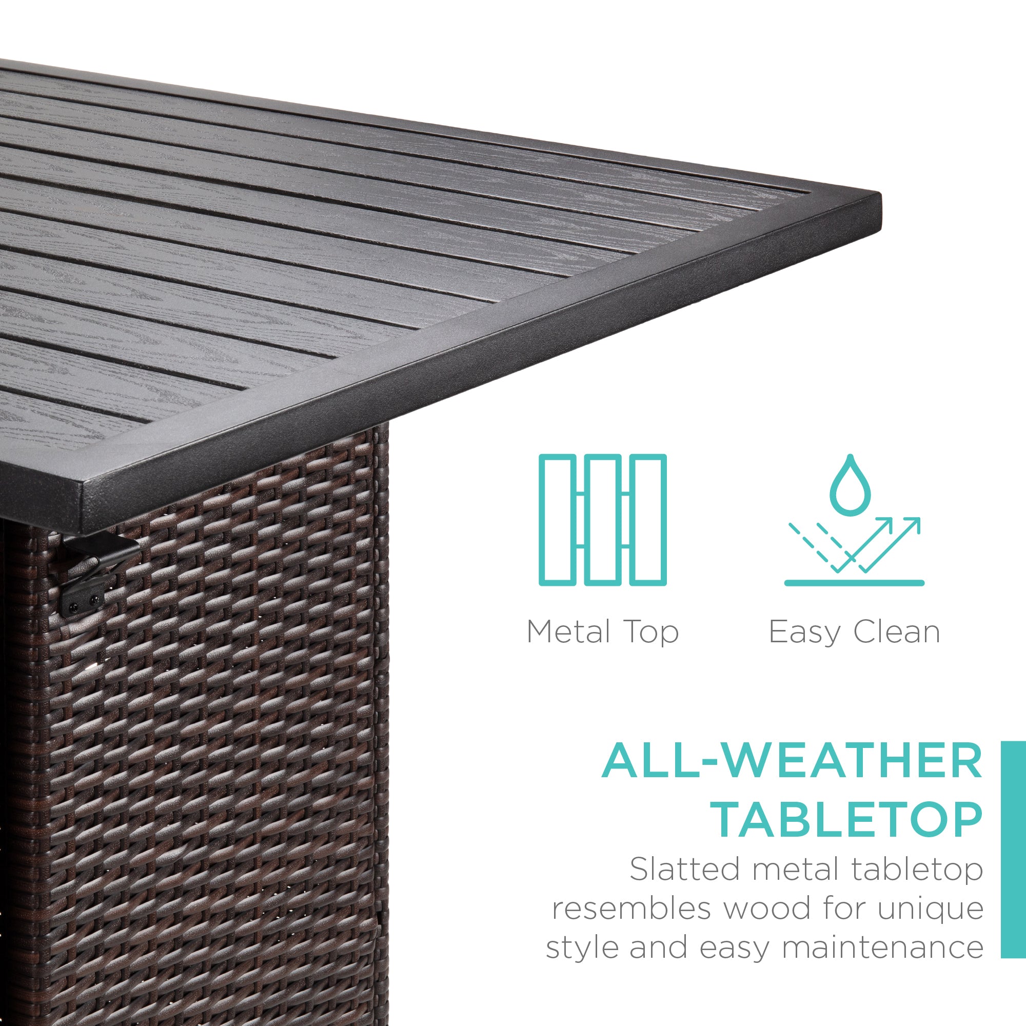 5-Piece Wicker Bar Set with 4 Stools Built-In Bottle Opener Hidden Storage designed for patio, backyard, and outdoor living