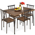 5-Piece Modern Metal and Wood Dining Table Furniture Set with 4 Chairs designed for everyday comfort and storage