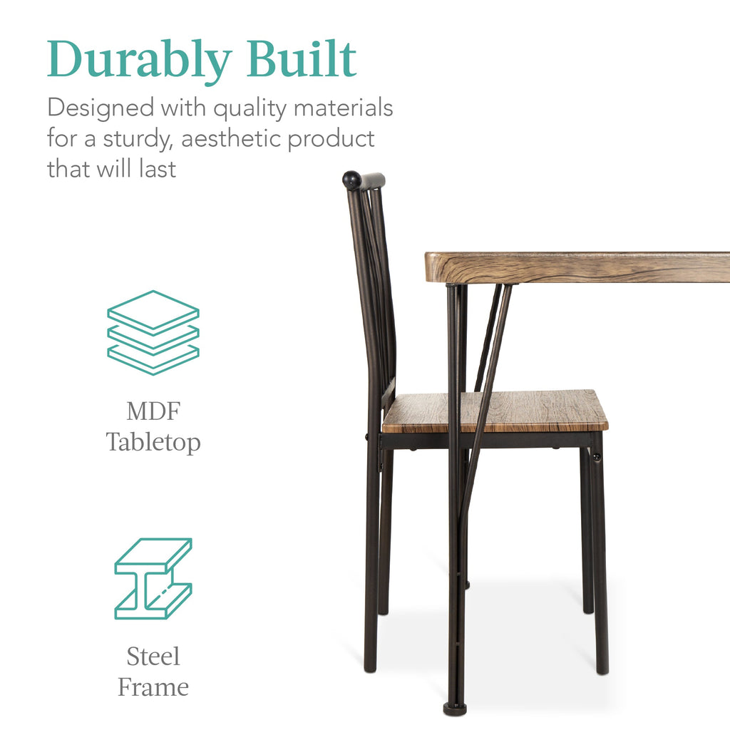 5-Piece Modern Metal and Wood Dining Table Furniture Set with 4 Chairs designed for everyday comfort and storage