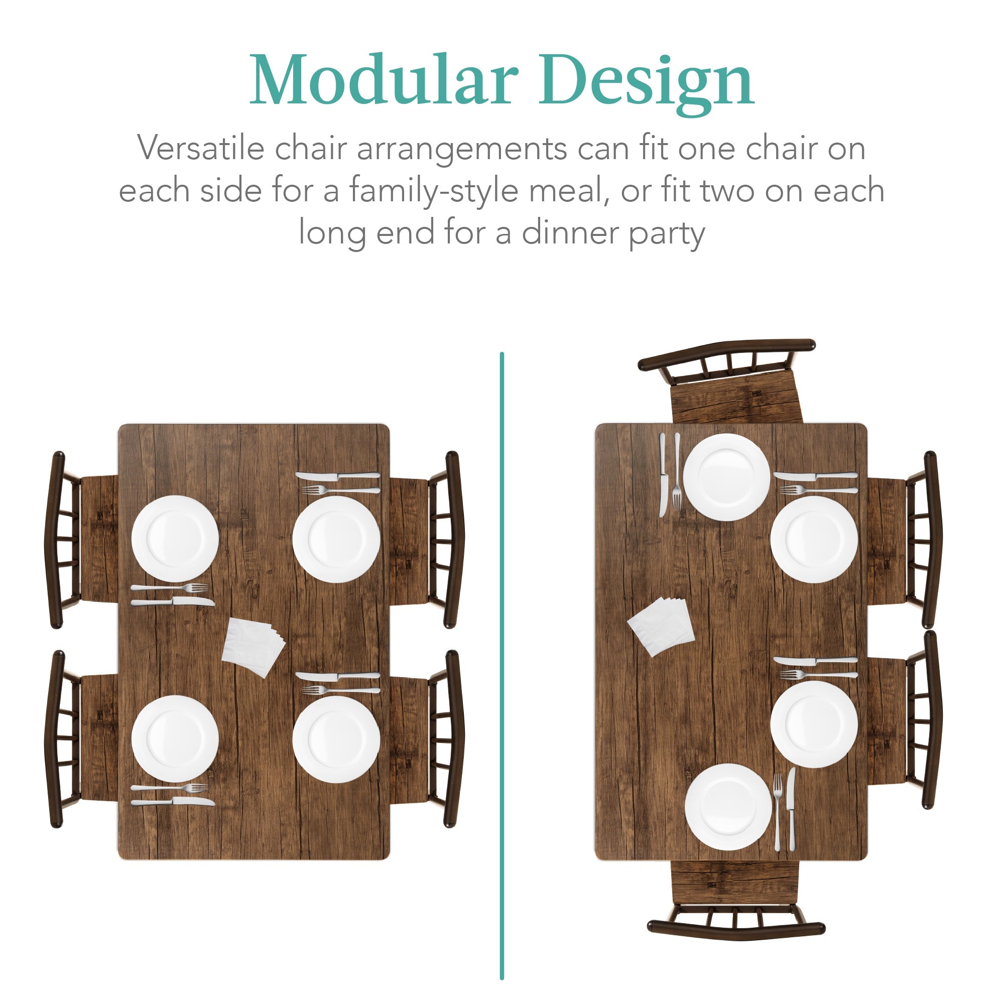 5-Piece Modern Metal and Wood Dining Table Furniture Set with 4 Chairs designed for everyday comfort and storage