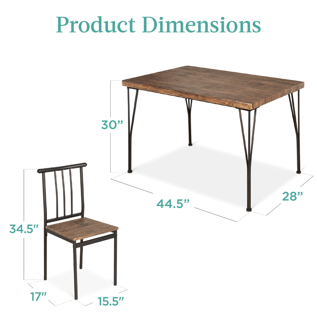 5-Piece Modern Metal and Wood Dining Table Furniture Set with 4 Chairs designed for everyday comfort and storage