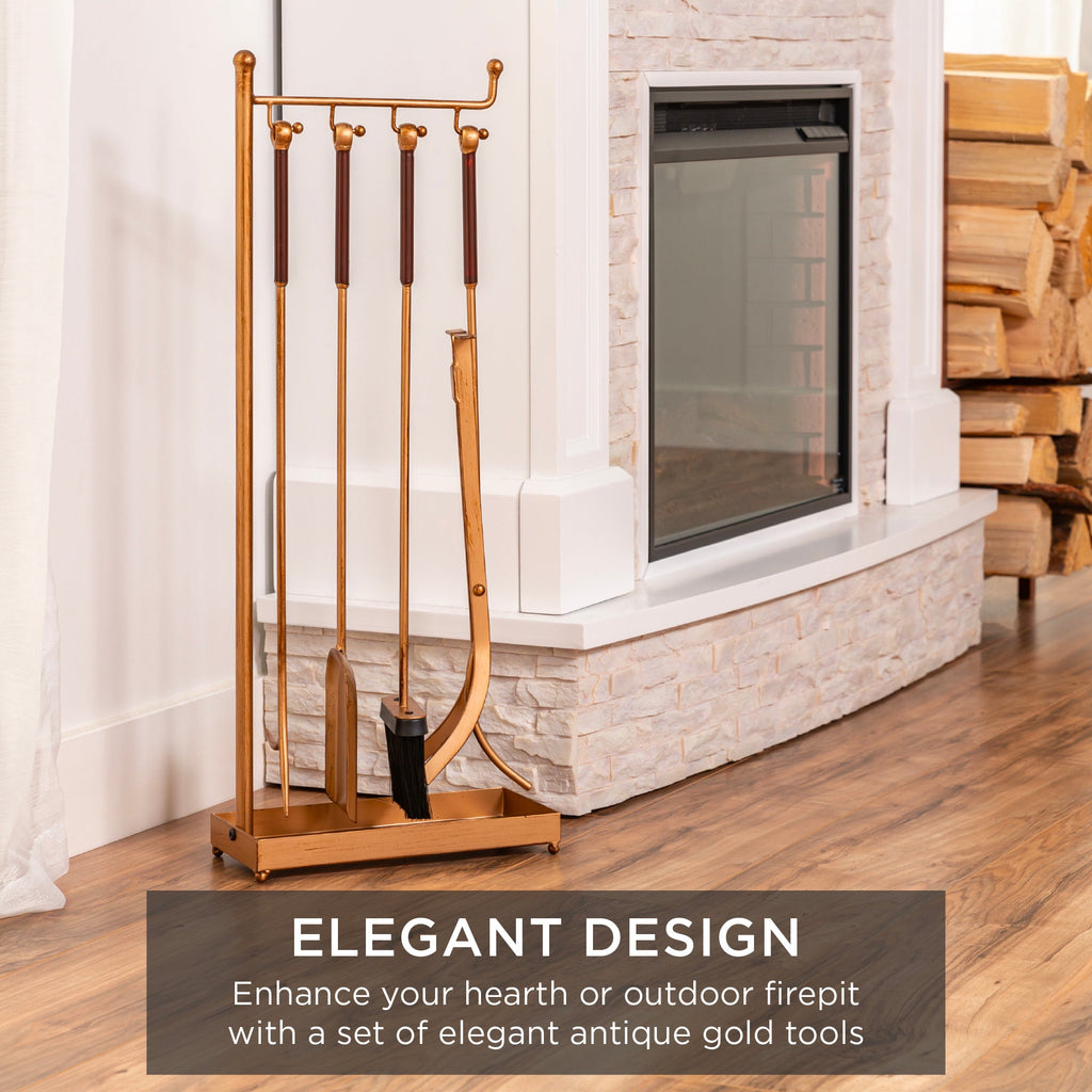 5-Piece Modern Contemporary Indoor Outdoor Fireplace Antique Tool Set for outdoor comfort and convenience