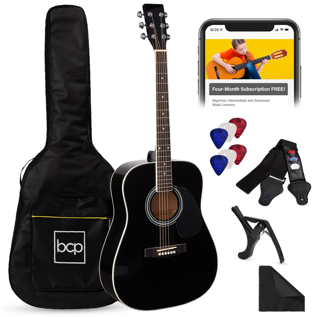 41in Acoustic Guitar Starter Kit with Digital Tuner Padded Case Picks Strap for simple setup and everyday use