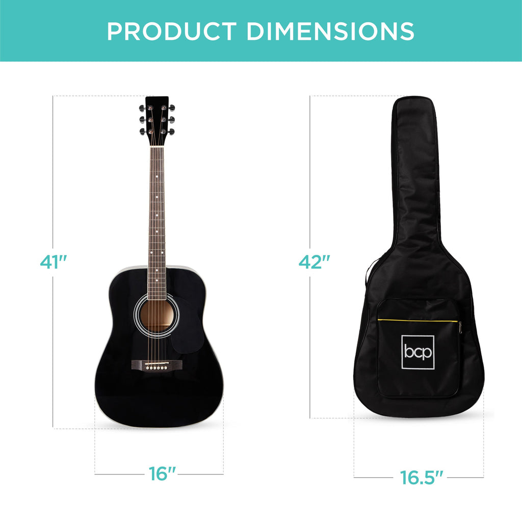 41in Acoustic Guitar Starter Kit with Digital Tuner Padded Case Picks Strap for simple setup and everyday use