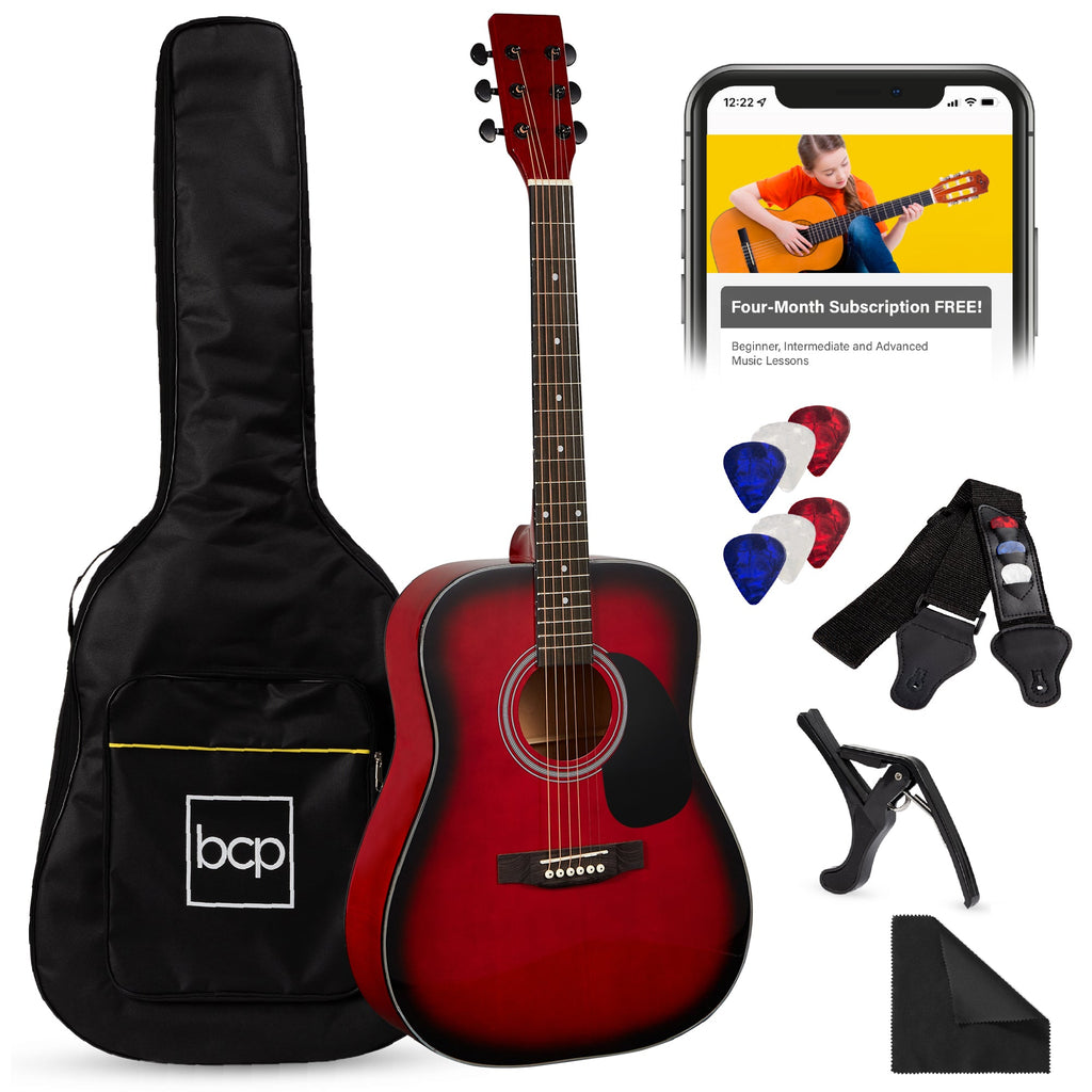41in Acoustic Guitar Starter Kit with Digital Tuner Padded Case Picks Strap for simple setup and everyday use