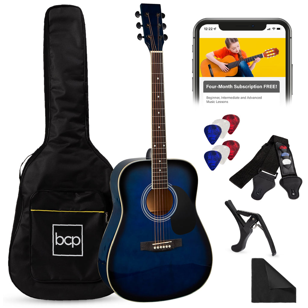 41in Acoustic Guitar Starter Kit with Digital Tuner Padded Case Picks Strap for simple setup and everyday use