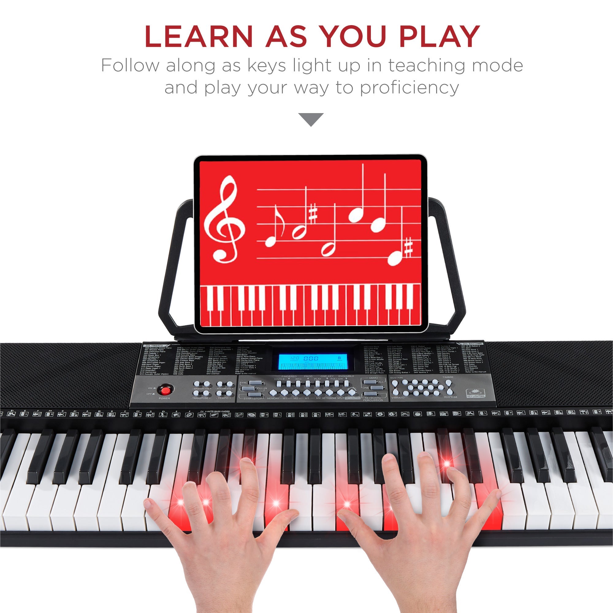 54-Key Beginners Electronic Keyboard Piano Set with Lighted Keys LCD Screen with reliable function and style