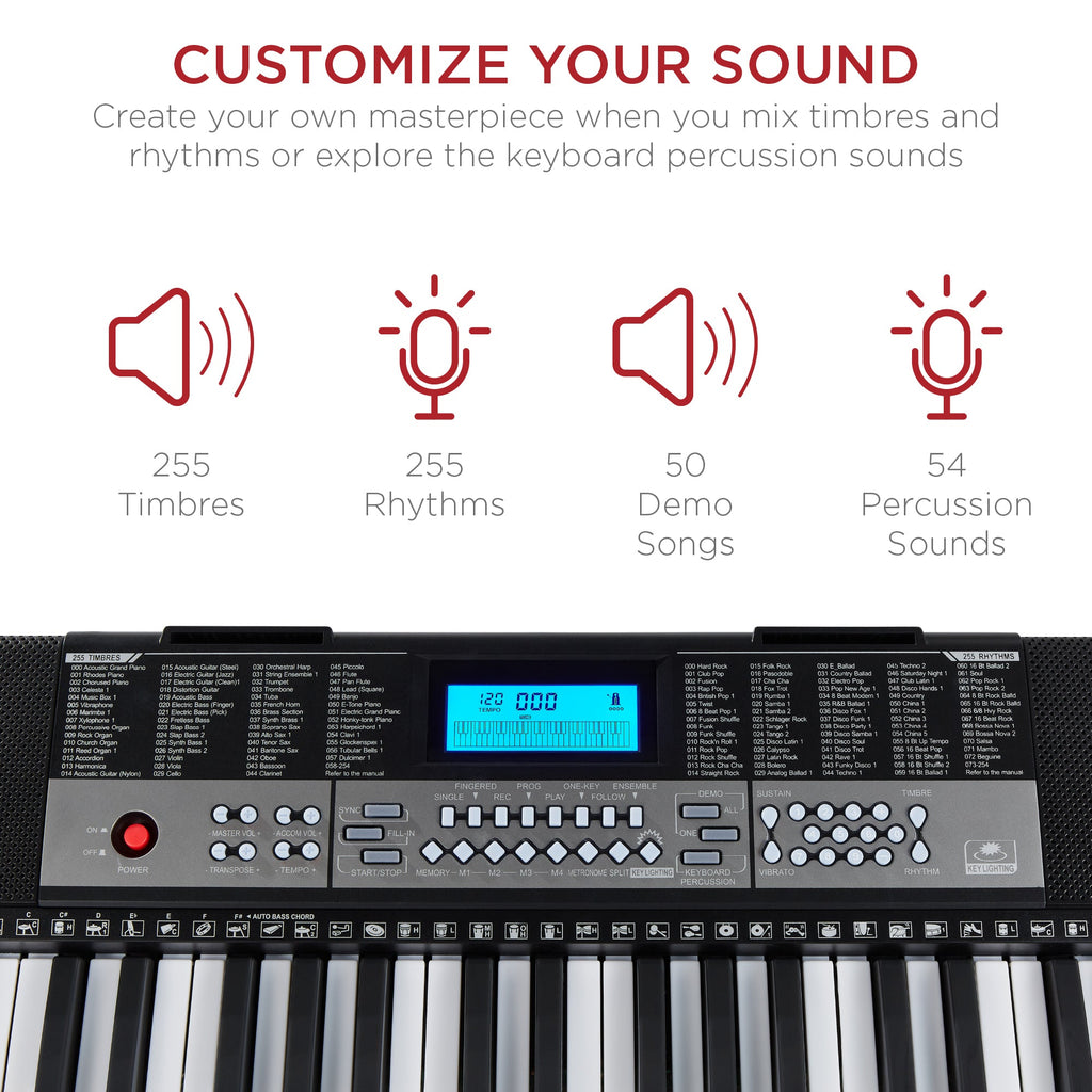 54-Key Beginners Electronic Keyboard Piano Set with Lighted Keys LCD Screen with reliable function and style