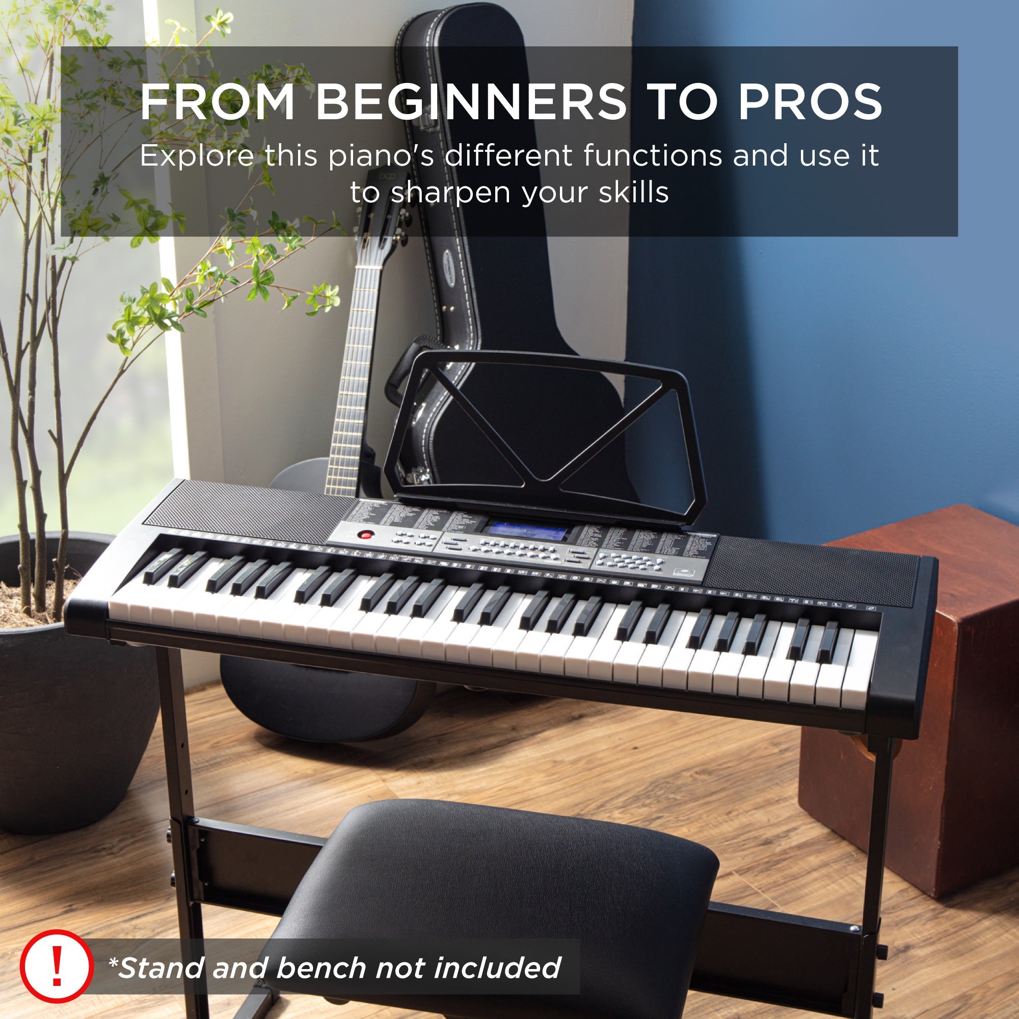 54-Key Beginners Electronic Keyboard Piano Set with Lighted Keys LCD Screen with reliable function and style