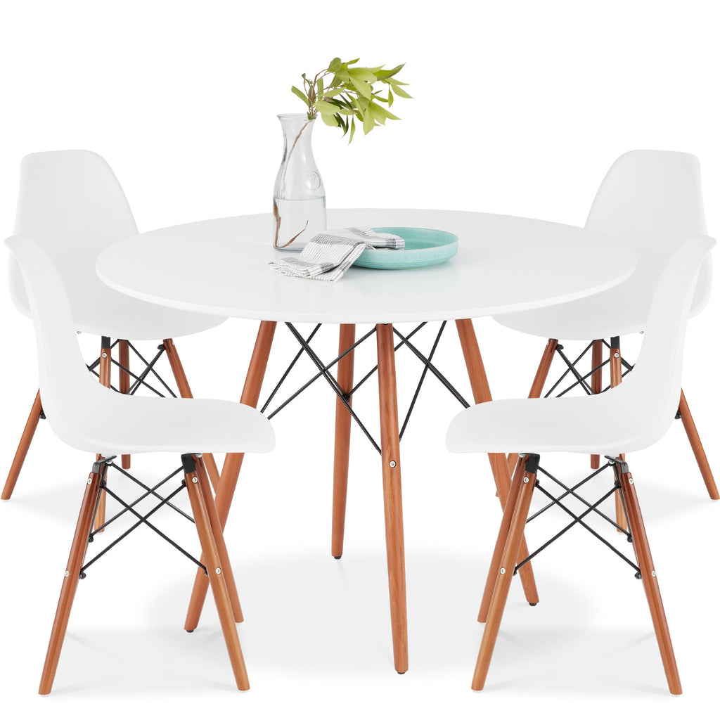 5-Piece Mid-Century Modern Dining Set with 4 Chairs Wooden Legs Metal Frame designed for everyday comfort and storage